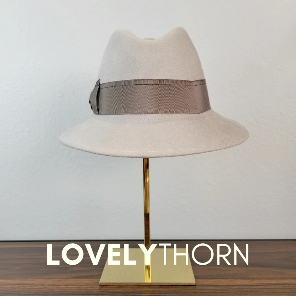 GOORIN BROS // ltd ed bourbon rocks grey-bone fedora-cloche grosgrain ribbon